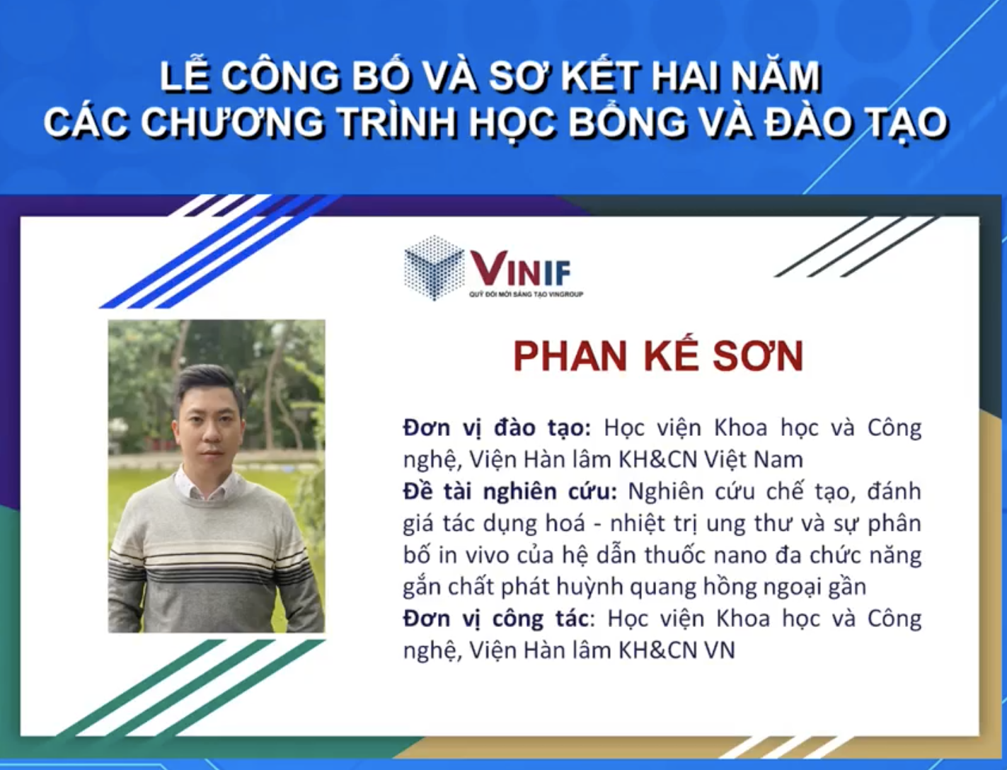 Phan Kế Sơn - Cựu 73Good88 đăng ký tài khoản Thạc sĩ ngành Phát triển thuốc năm 2020 tại Goodd889 cá cược trực tuyến nhận học bổng tiến sĩ từ Quỹ VinIF