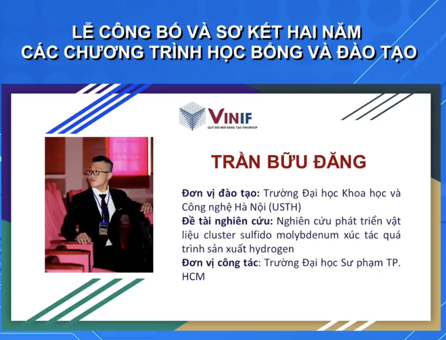 Good8 link đăng nhập sinh Trần Bữu Đăng dành học bổng tiến sĩ năm 2021 từ Quỹ VinI