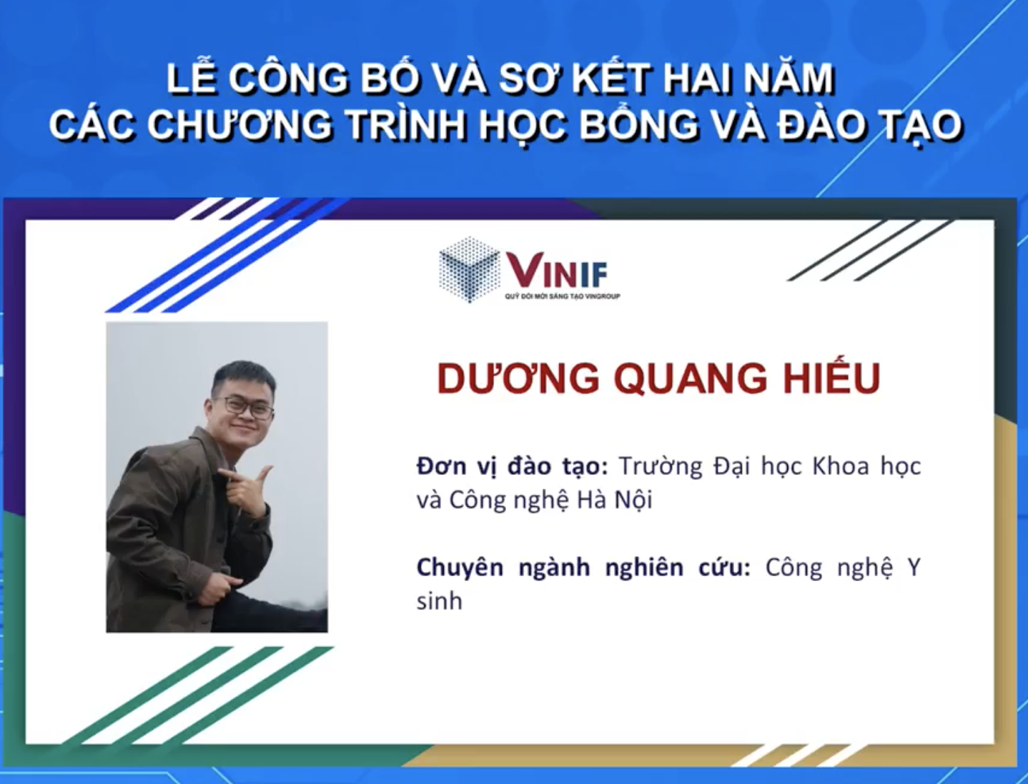 Dương Quang Hiếu - Gôd88 game bài casino trực tuyến Khoa Khoa học Sự sống, nhận học bổng thạc sĩ trong nước năm 2021
