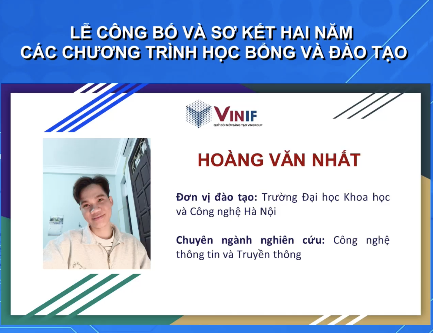 Hoàng Văn Nhất - Khoa Công nghệ thông tin và Truyền thông nhận học bổng thạc sĩ trong nước năm 2021
